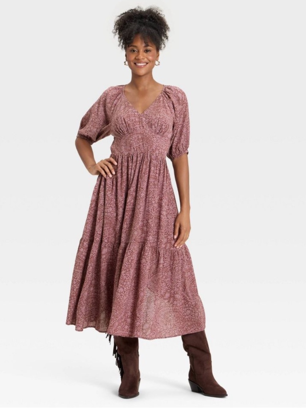 Universal Thread Mauve Floral Midi Dress